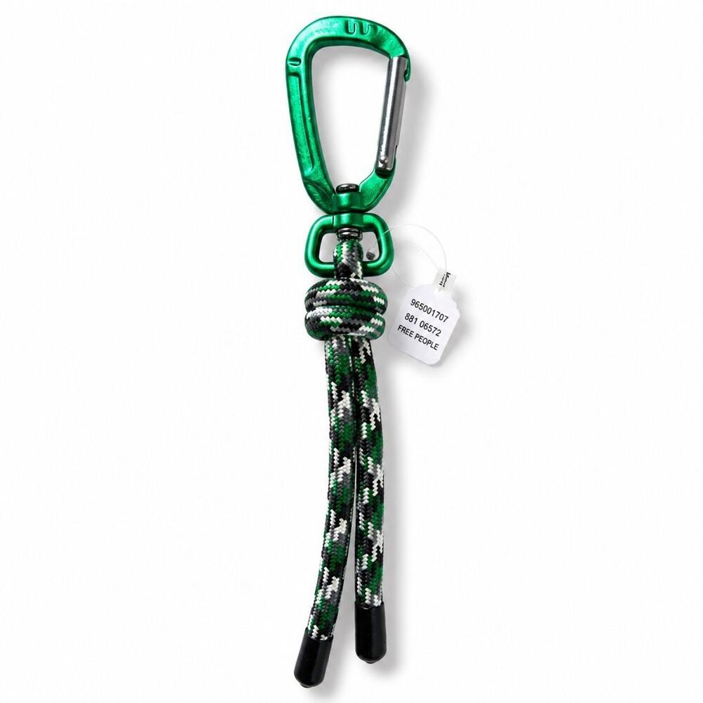 Free People FP Movement She’s Electric Keyring Green Paracord Carabiner NWT